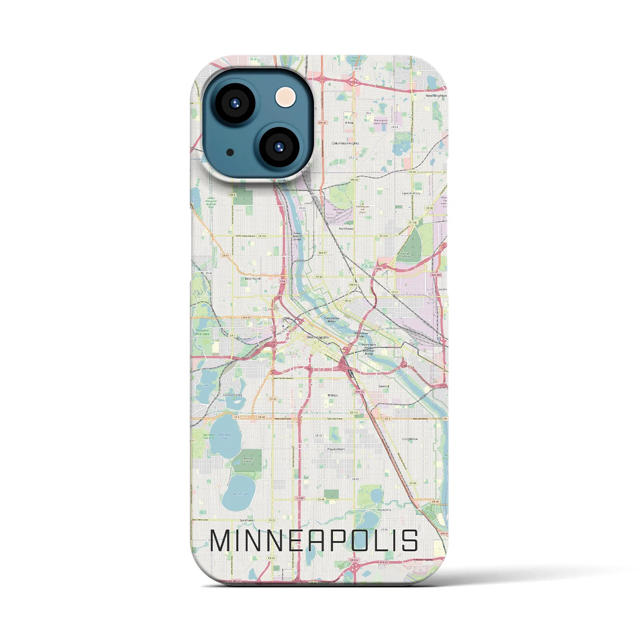 【ミネアポリス】地図柄iPhoneケース（バックカバータイプ・ナチュラル）iPhone 13 用
