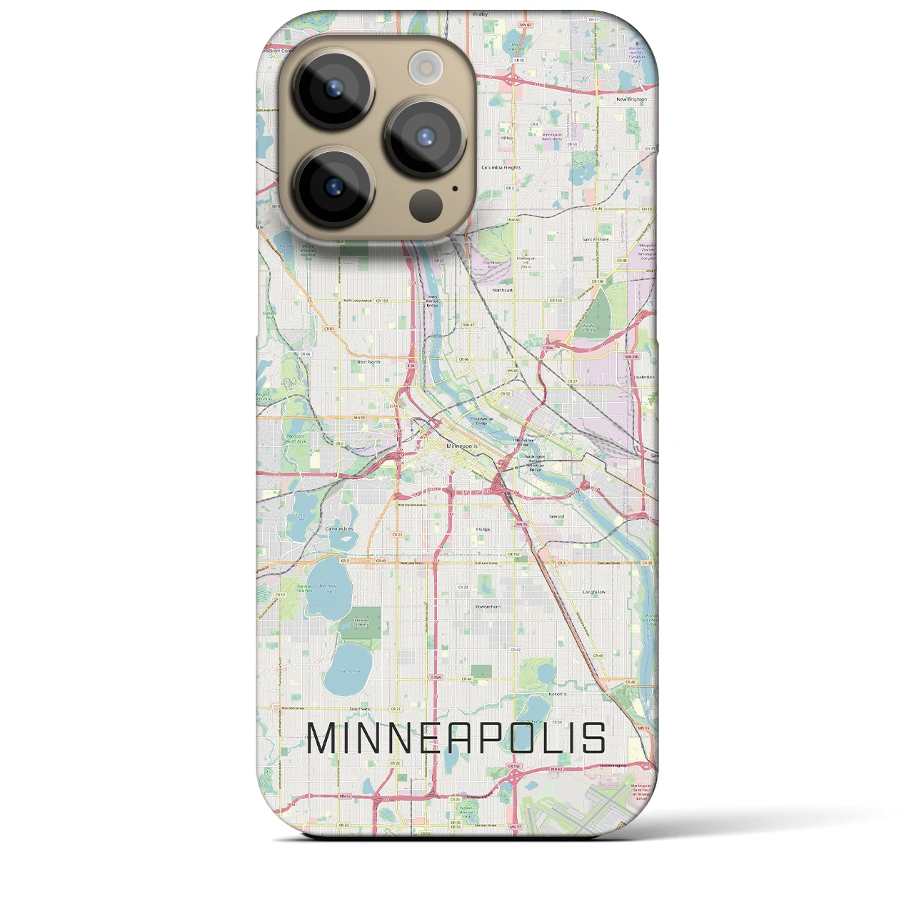 【ミネアポリス】地図柄iPhoneケース（バックカバータイプ・ナチュラル）iPhone 14 Pro Max 用