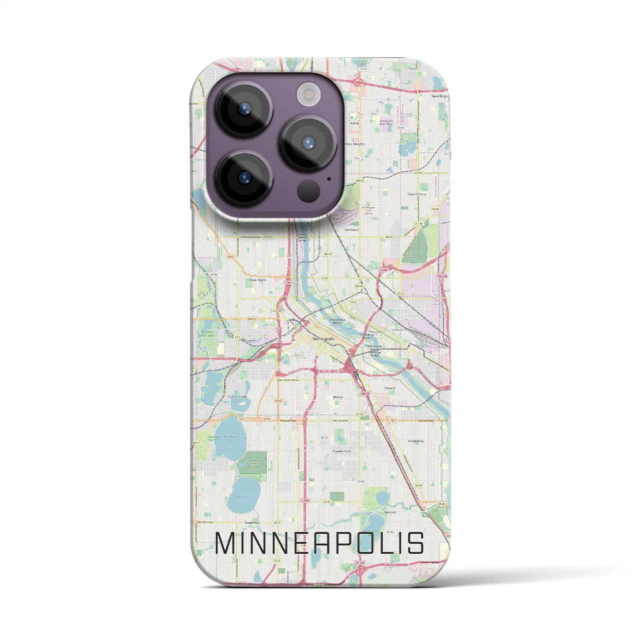 【ミネアポリス】地図柄iPhoneケース（バックカバータイプ・ナチュラル）iPhone 14 Pro 用