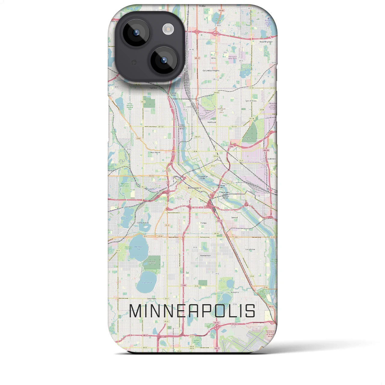 【ミネアポリス】地図柄iPhoneケース（バックカバータイプ・ナチュラル）iPhone 14 Plus 用