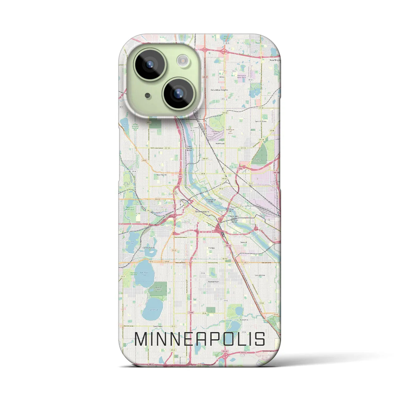 【ミネアポリス】地図柄iPhoneケース（バックカバータイプ・ナチュラル）iPhone 15 用