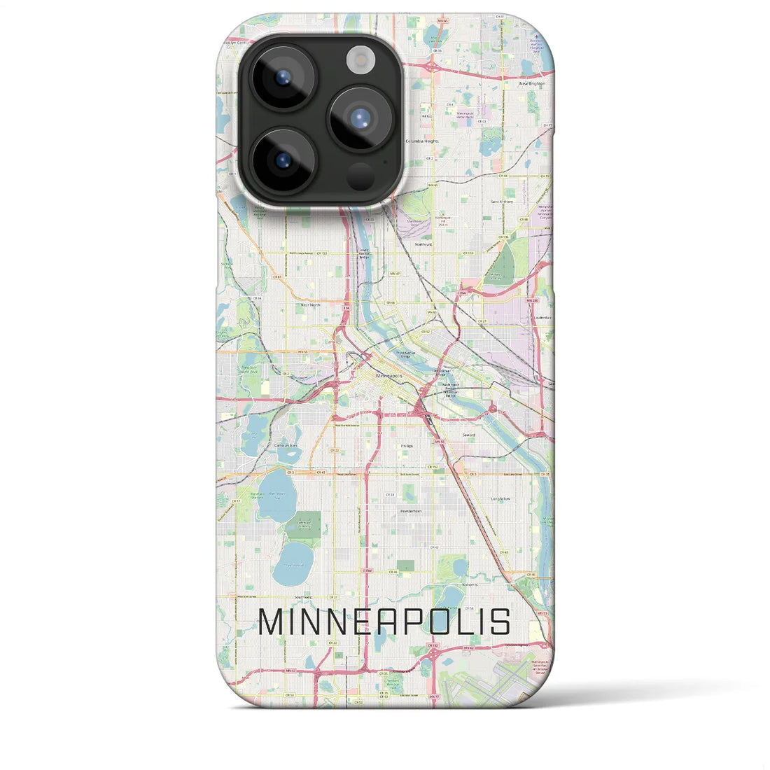 【ミネアポリス】地図柄iPhoneケース（バックカバータイプ・ナチュラル）iPhone 15 Pro Max 用