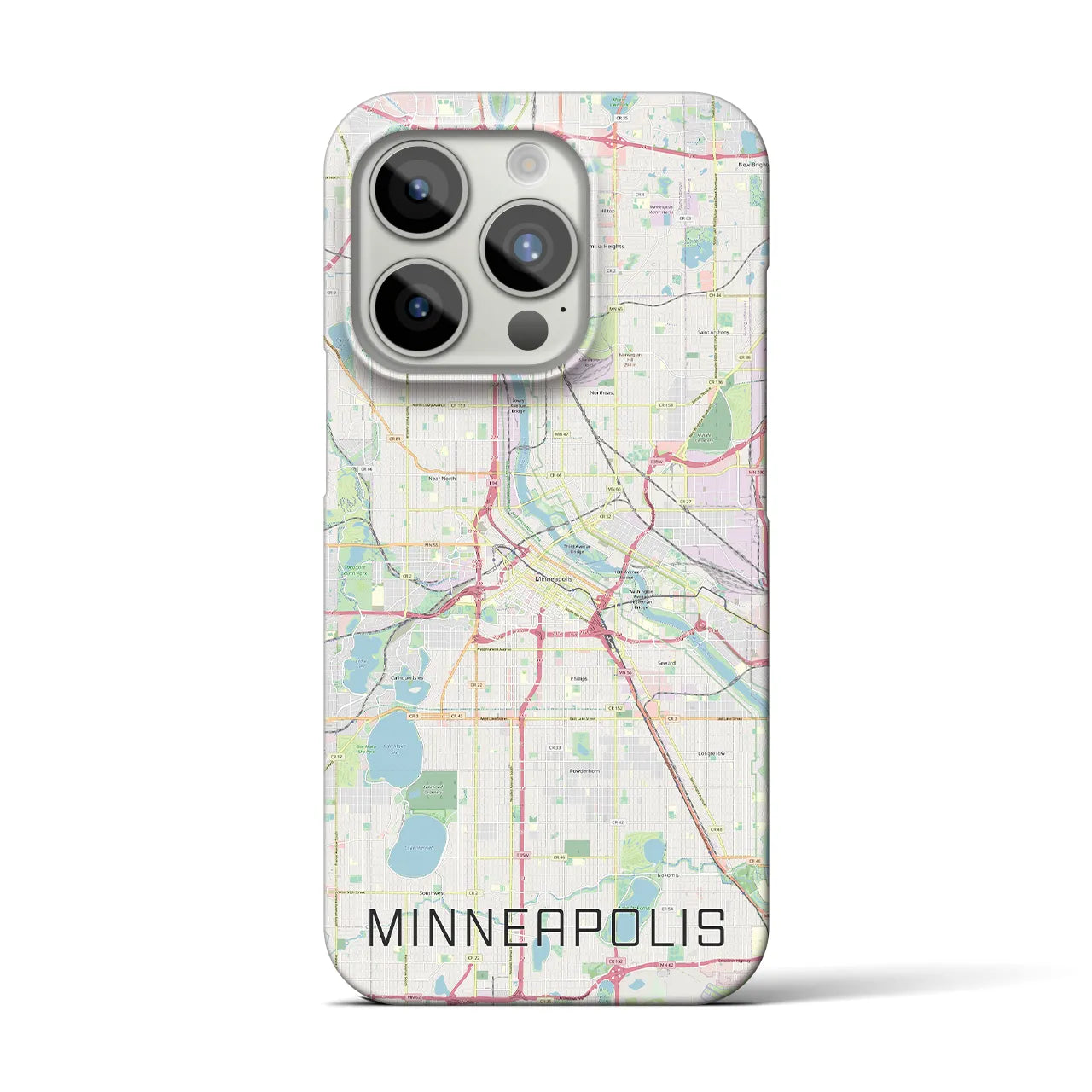 【ミネアポリス】地図柄iPhoneケース（バックカバータイプ・ナチュラル）iPhone 15 Pro 用