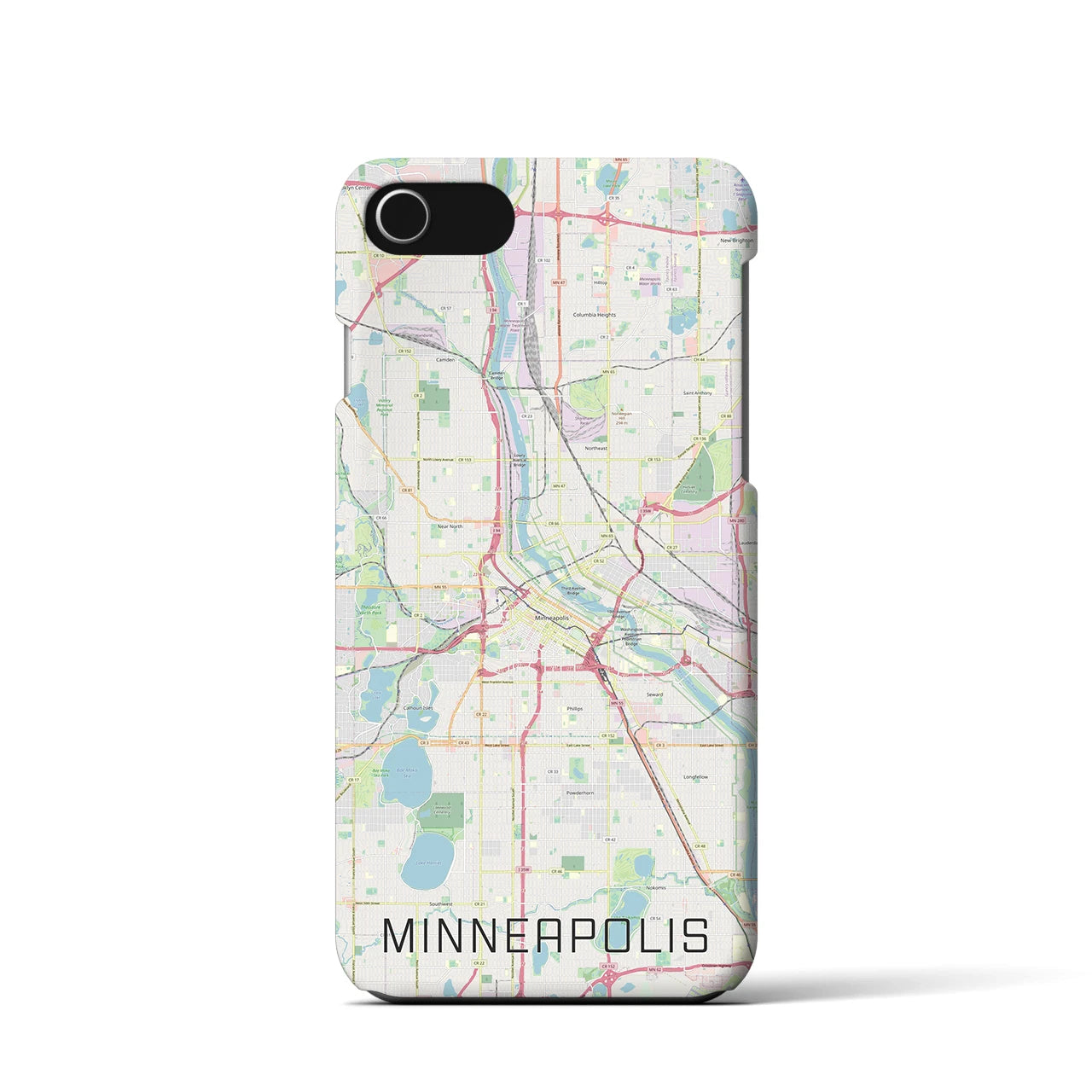 【ミネアポリス】地図柄iPhoneケース（バックカバータイプ・ナチュラル）iPhone SE（第3 / 第2世代） / 8 / 7 / 6s / 6 用