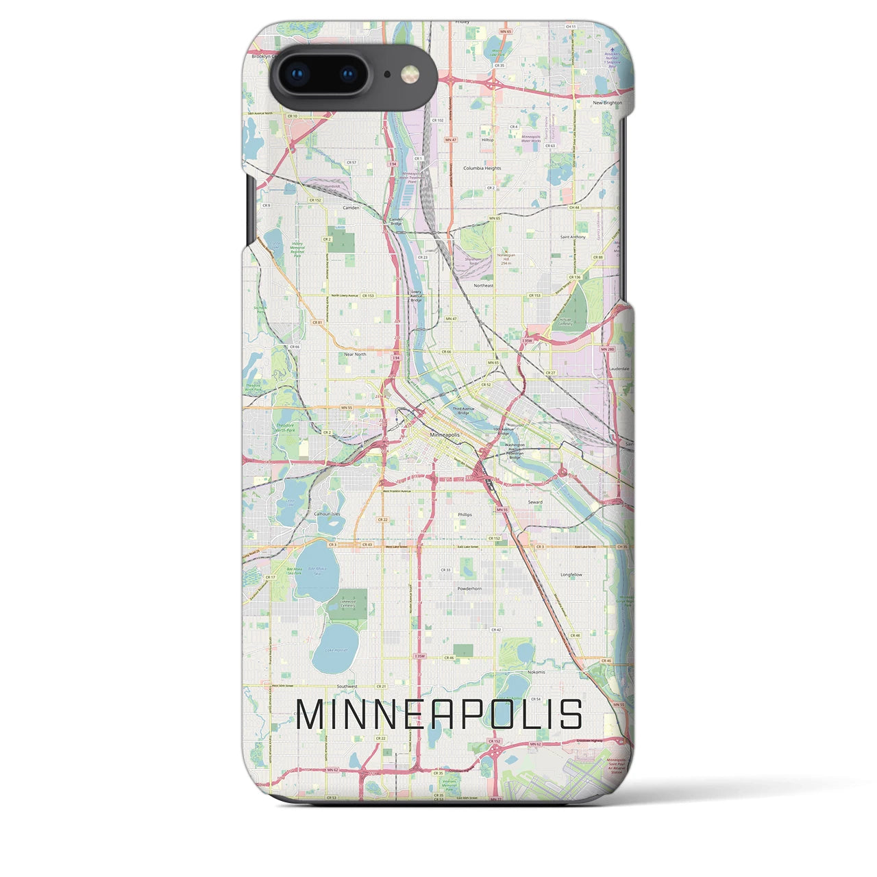 【ミネアポリス】地図柄iPhoneケース（バックカバータイプ・ナチュラル）iPhone 8Plus /7Plus / 6sPlus / 6Plus 用