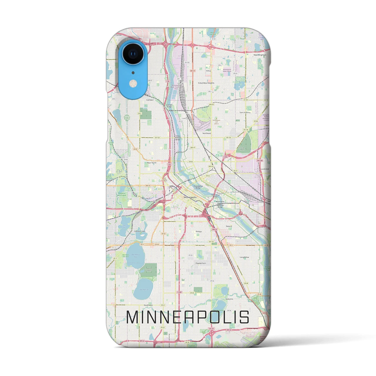 【ミネアポリス】地図柄iPhoneケース（バックカバータイプ・ナチュラル）iPhone XR 用