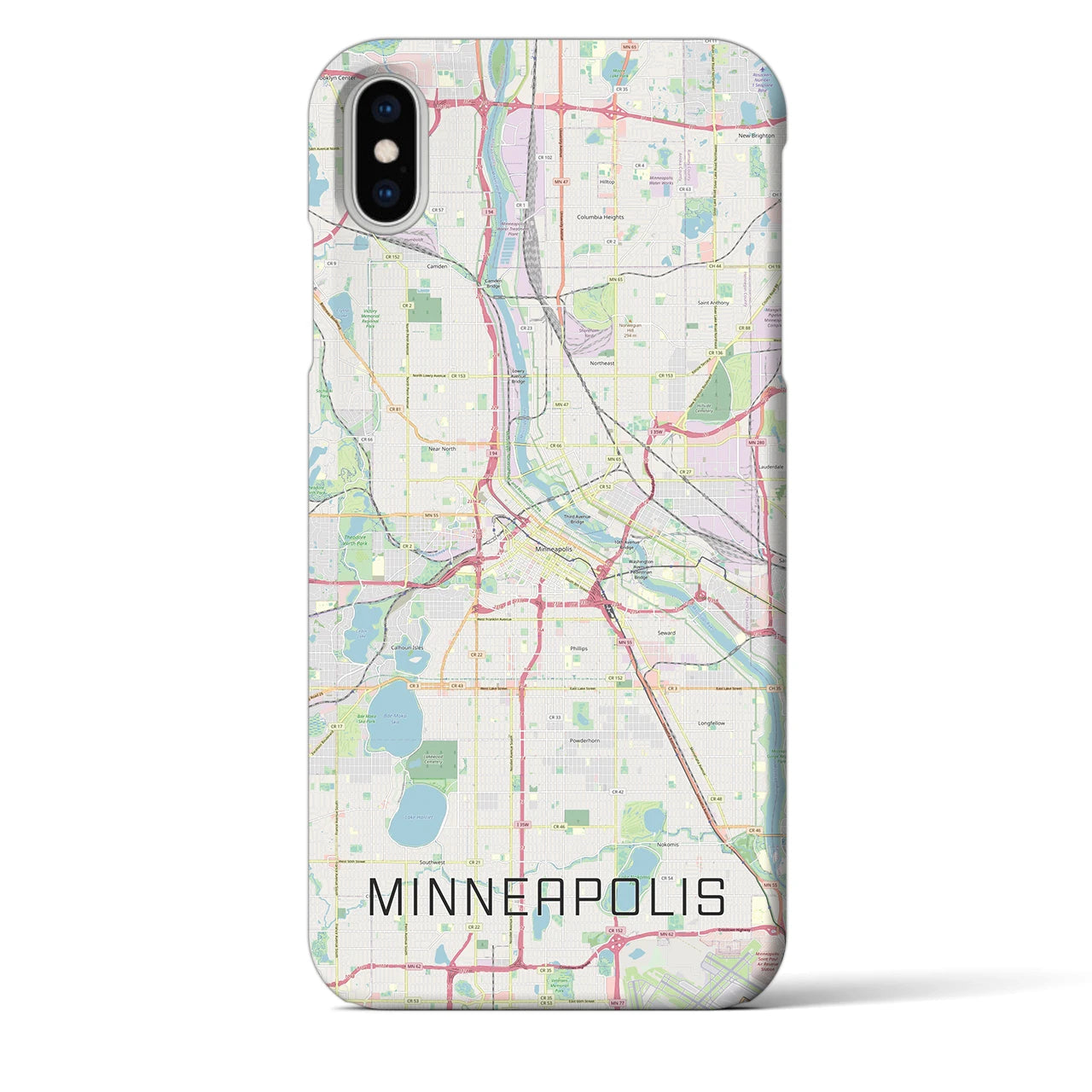 【ミネアポリス】地図柄iPhoneケース（バックカバータイプ・ナチュラル）iPhone XS Max 用