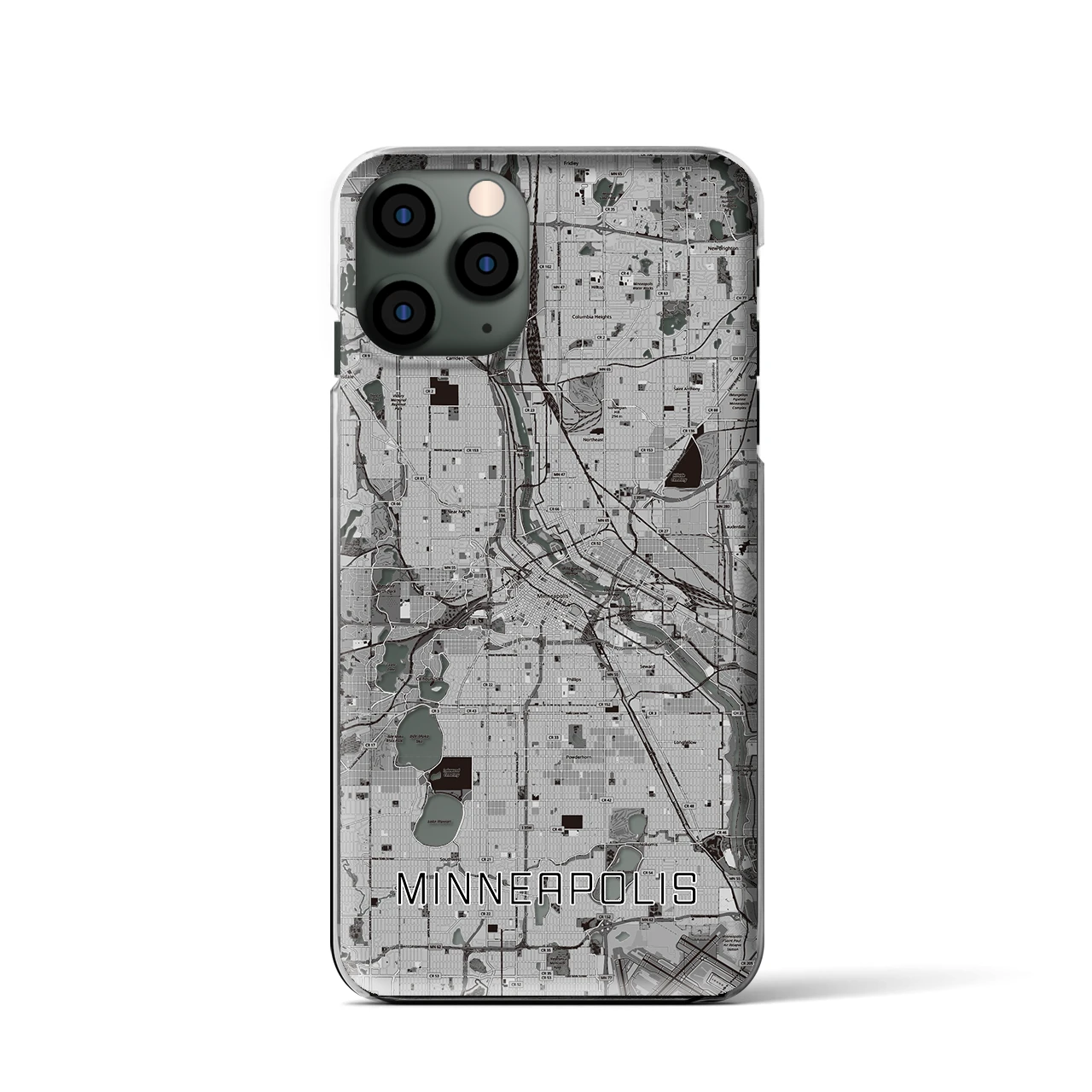 【ミネアポリス】地図柄iPhoneケース（クリアタイプ・モノトーン）iPhone 11 Pro 用