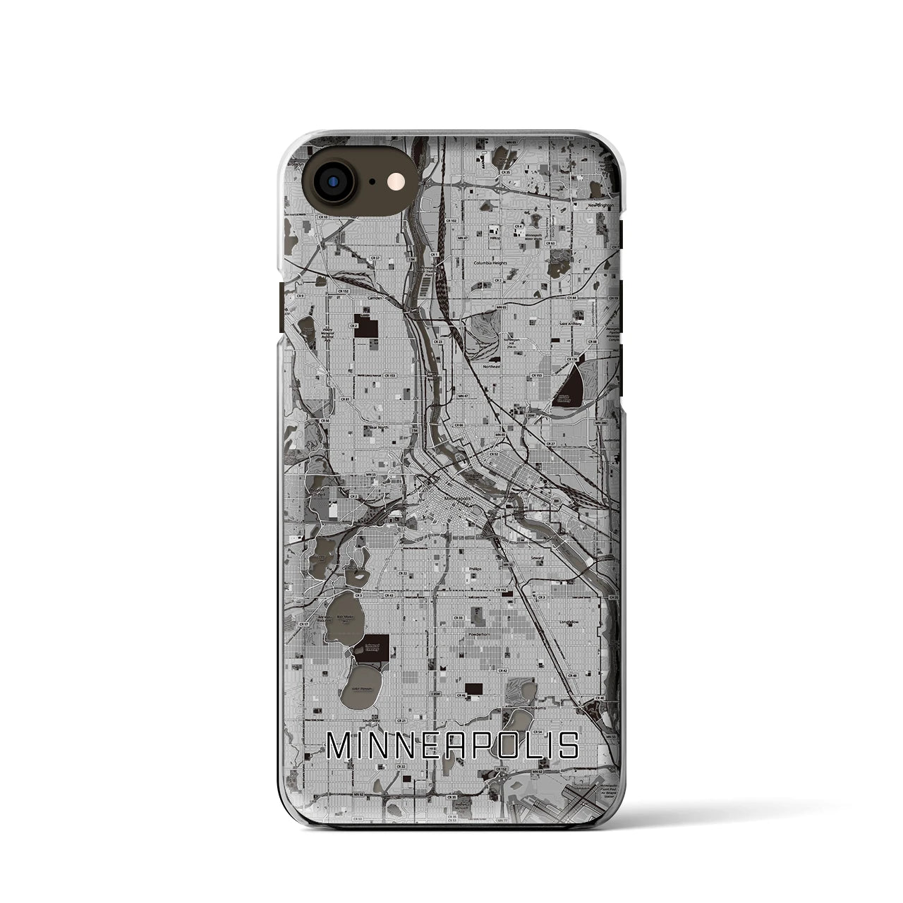 【ミネアポリス】地図柄iPhoneケース（クリアタイプ・モノトーン）iPhone SE（第3 / 第2世代） / 8 / 7 / 6s / 6 用