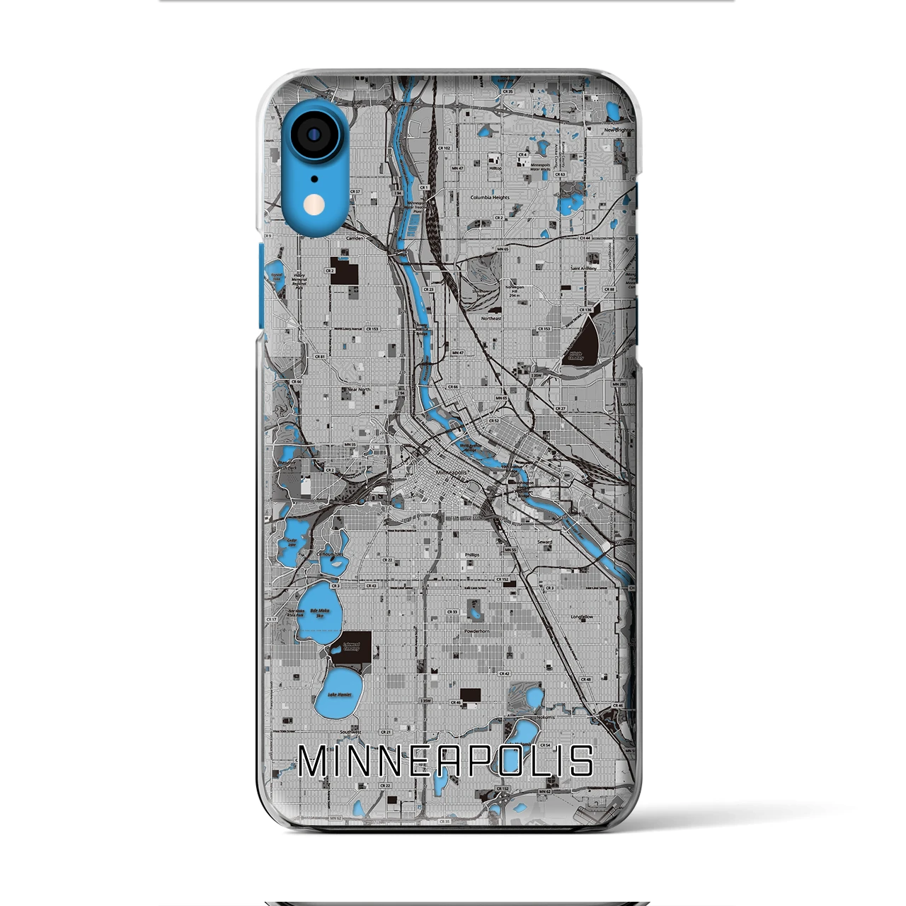 【ミネアポリス】地図柄iPhoneケース（クリアタイプ・モノトーン）iPhone XR 用