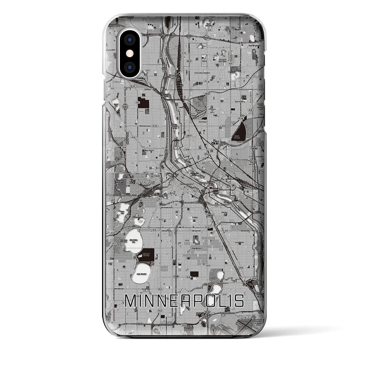 【ミネアポリス】地図柄iPhoneケース（クリアタイプ・モノトーン）iPhone XS Max 用