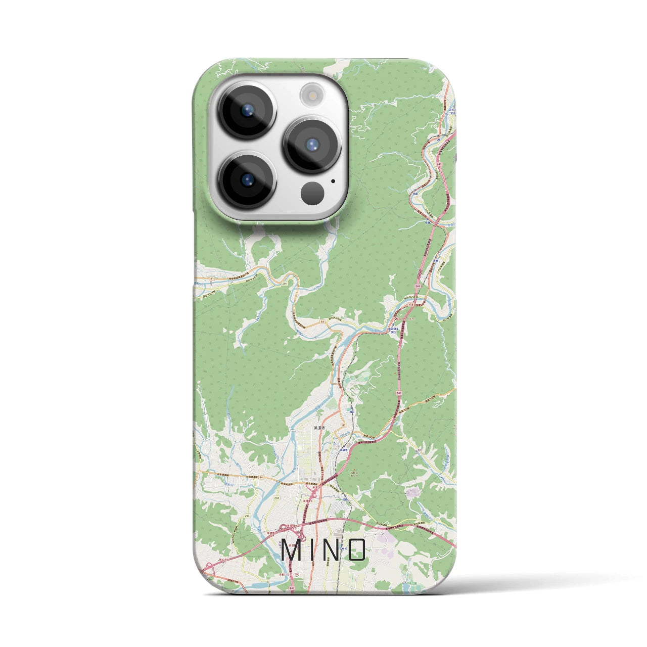 【美濃】地図柄iPhoneケース（バックカバータイプ・ナチュラル）iPhone 14 Pro 用