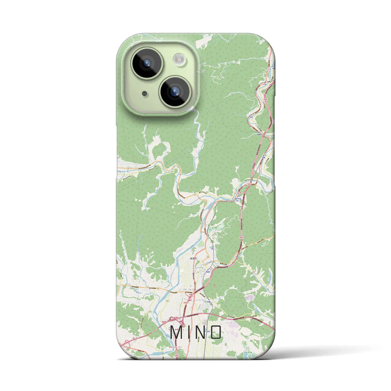 【美濃】地図柄iPhoneケース（バックカバータイプ・ナチュラル）iPhone 15 用