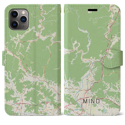 【美濃（岐阜県）】地図柄iPhoneケース（手帳タイプ）ナチュラル・iPhone 11 Pro Max 用