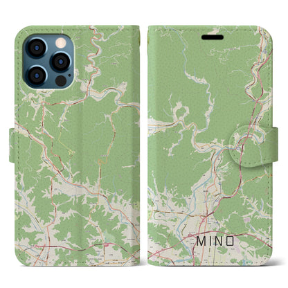 【美濃（岐阜県）】地図柄iPhoneケース（手帳タイプ）ナチュラル・iPhone 12 / 12 Pro 用