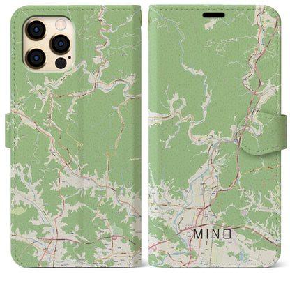 【美濃（岐阜県）】地図柄iPhoneケース（手帳タイプ）ナチュラル・iPhone 12 Pro Max 用