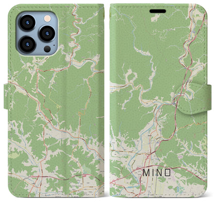 【美濃（岐阜県）】地図柄iPhoneケース（手帳タイプ）ナチュラル・iPhone 13 Pro Max 用