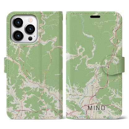 【美濃（岐阜県）】地図柄iPhoneケース（手帳タイプ）ナチュラル・iPhone 13 Pro 用