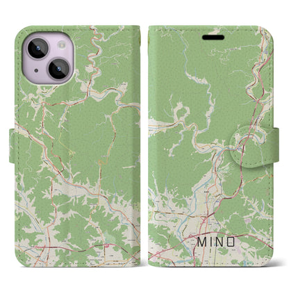 【美濃（岐阜県）】地図柄iPhoneケース（手帳タイプ）ナチュラル・iPhone 14 用