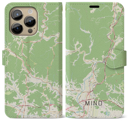 【美濃（岐阜県）】地図柄iPhoneケース（手帳タイプ）ナチュラル・iPhone 14 Pro Max 用