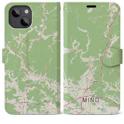【美濃（岐阜県）】地図柄iPhoneケース（手帳タイプ）ナチュラル・iPhone 14 Plus 用