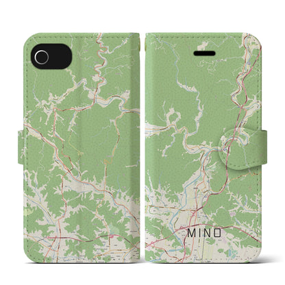 【美濃（岐阜県）】地図柄iPhoneケース（手帳タイプ）ナチュラル・iPhone SE（第3 / 第2世代） / 8 / 7 / 6s / 6 用