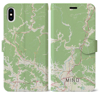 【美濃（岐阜県）】地図柄iPhoneケース（手帳タイプ）ナチュラル・iPhone XS Max 用