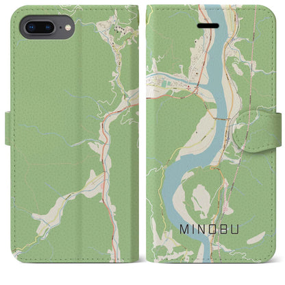 【身延（山梨県）】地図柄iPhoneケース（手帳タイプ）ナチュラル・iPhone 8Plus /7Plus / 6sPlus / 6Plus 用