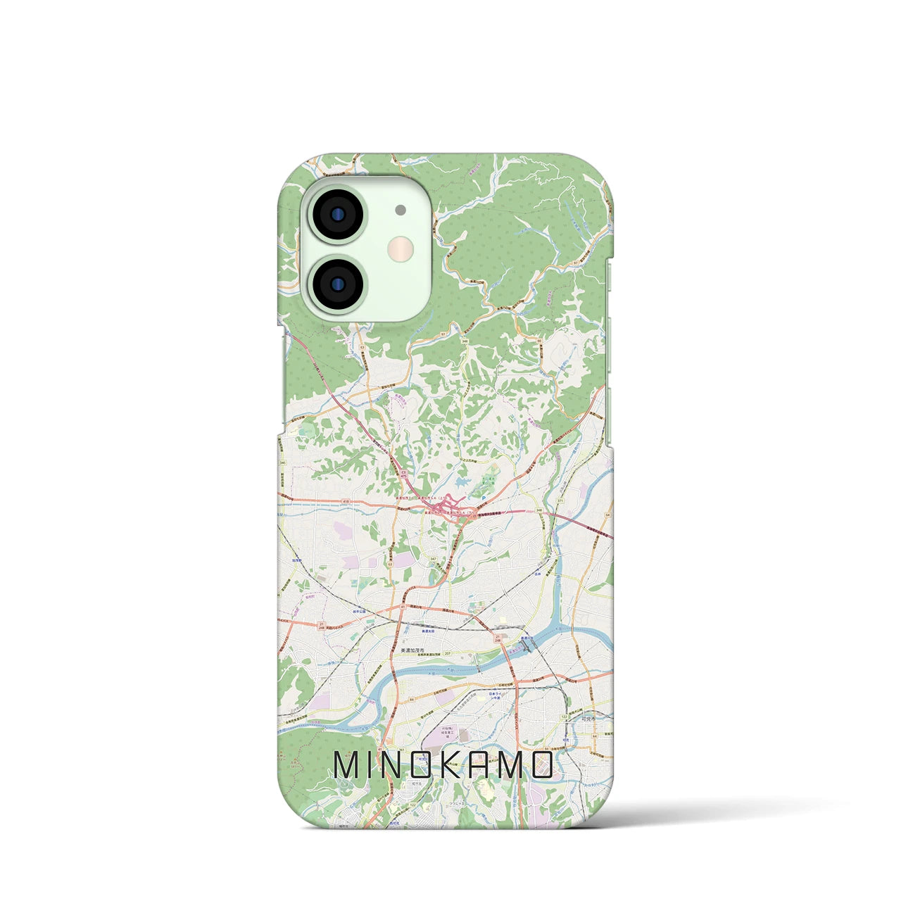 【美濃加茂】地図柄iPhoneケース（バックカバータイプ・ナチュラル）iPhone 12 mini 用