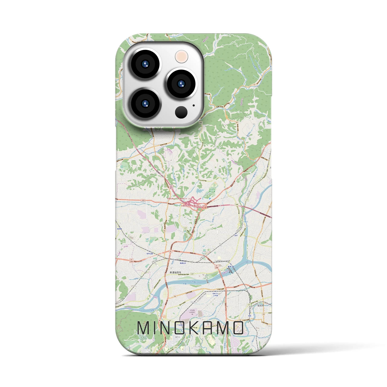 【美濃加茂】地図柄iPhoneケース（バックカバータイプ・ナチュラル）iPhone 13 Pro 用