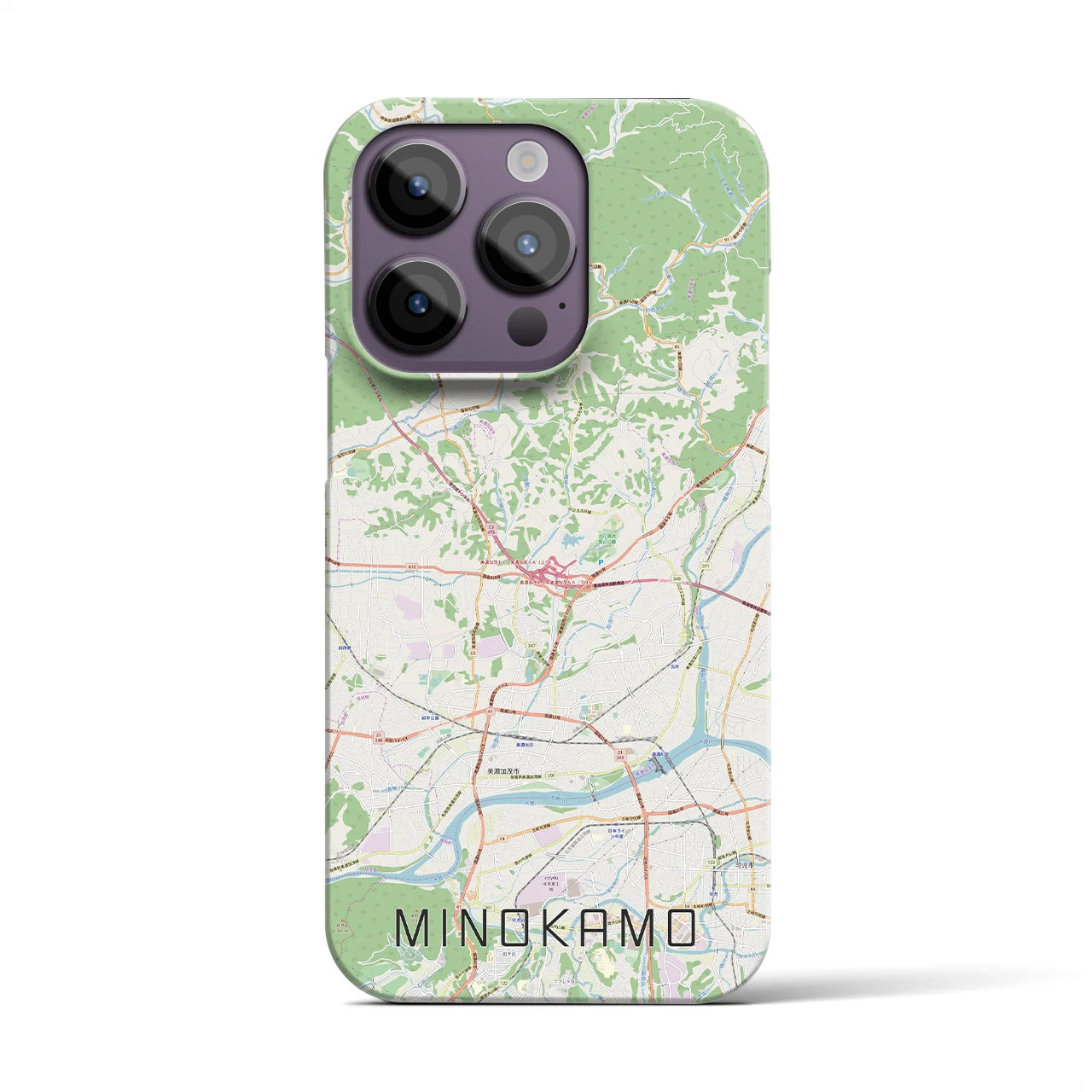 【美濃加茂】地図柄iPhoneケース（バックカバータイプ・ナチュラル）iPhone 14 Pro 用