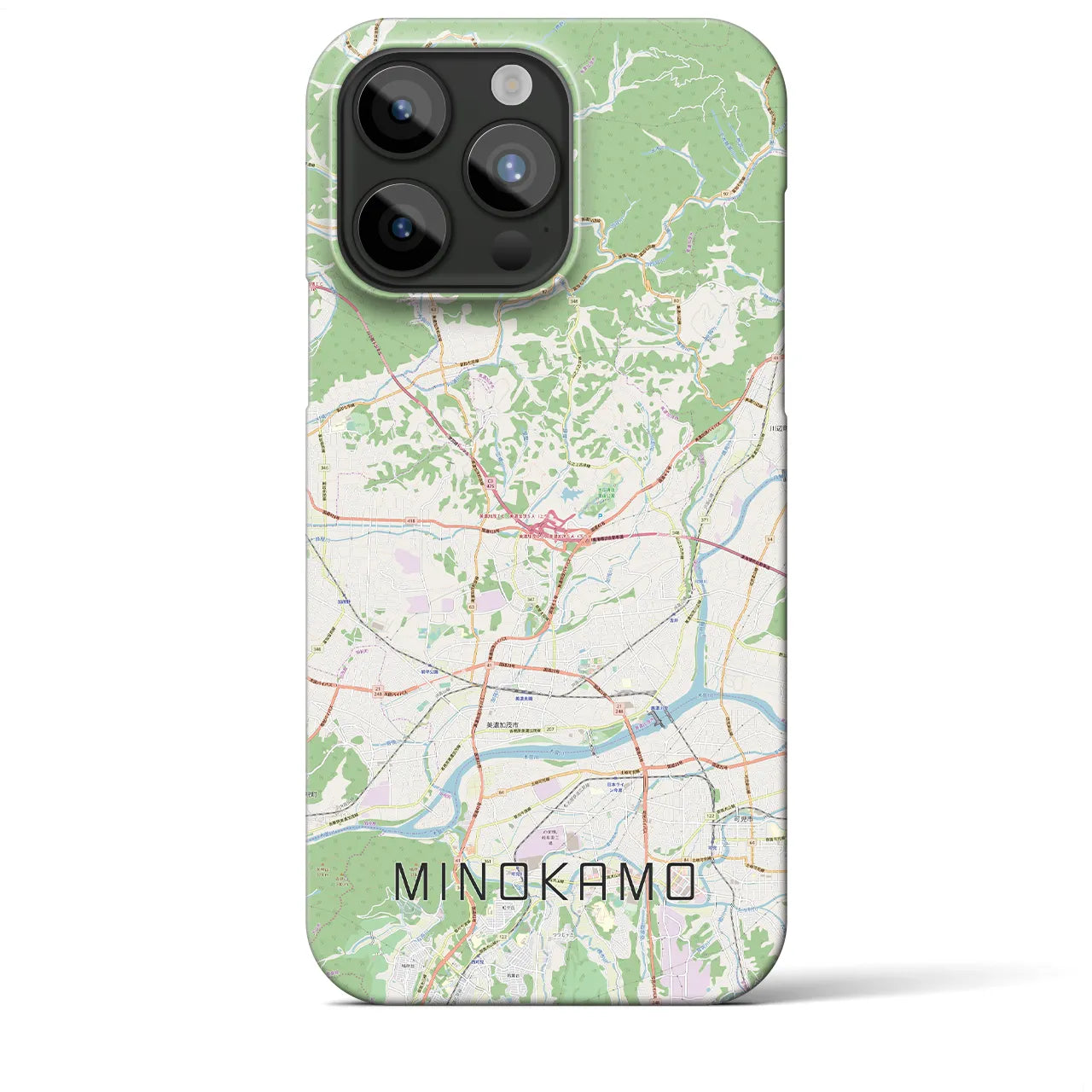 【美濃加茂】地図柄iPhoneケース（バックカバータイプ・ナチュラル）iPhone 15 Pro Max 用