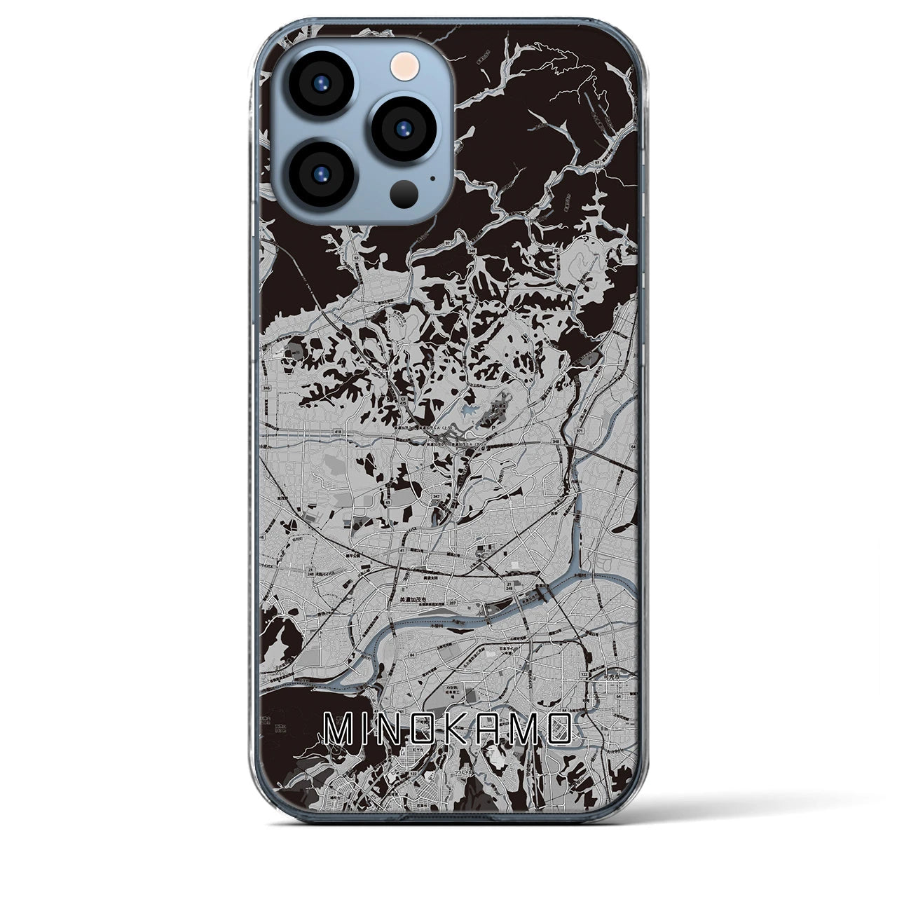 【美濃加茂】地図柄iPhoneケース（クリアタイプ・モノトーン）iPhone 13 Pro Max 用