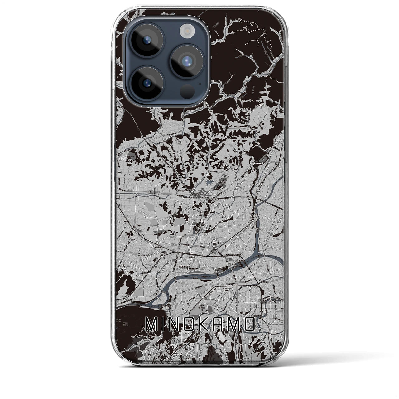【美濃加茂】地図柄iPhoneケース（クリアタイプ・モノトーン）iPhone 15 Pro Max 用