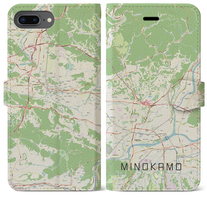 【美濃加茂（岐阜県）】地図柄iPhoneケース（手帳タイプ）ナチュラル・iPhone 8Plus /7Plus / 6sPlus / 6Plus 用