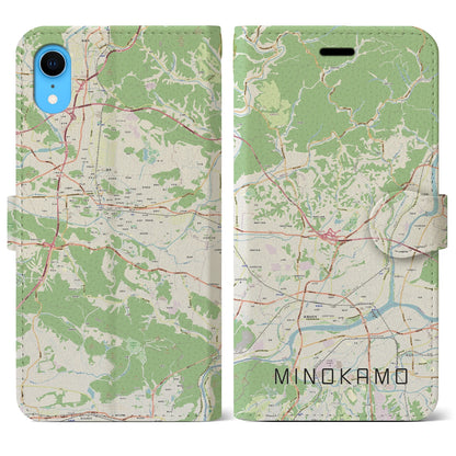 【美濃加茂（岐阜県）】地図柄iPhoneケース（手帳タイプ）ナチュラル・iPhone XR 用