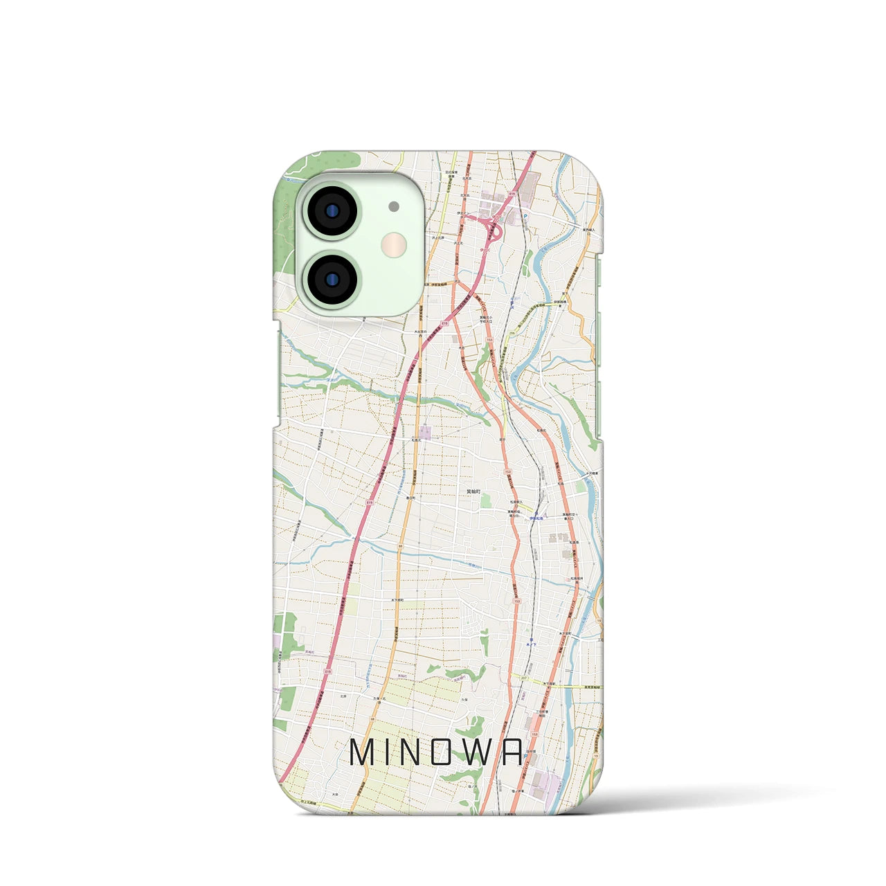 【箕輪】地図柄iPhoneケース（バックカバータイプ・ナチュラル）iPhone 12 mini 用
