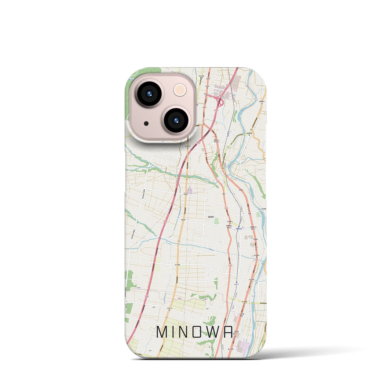 【箕輪】地図柄iPhoneケース（バックカバータイプ・ナチュラル）iPhone 13 mini 用