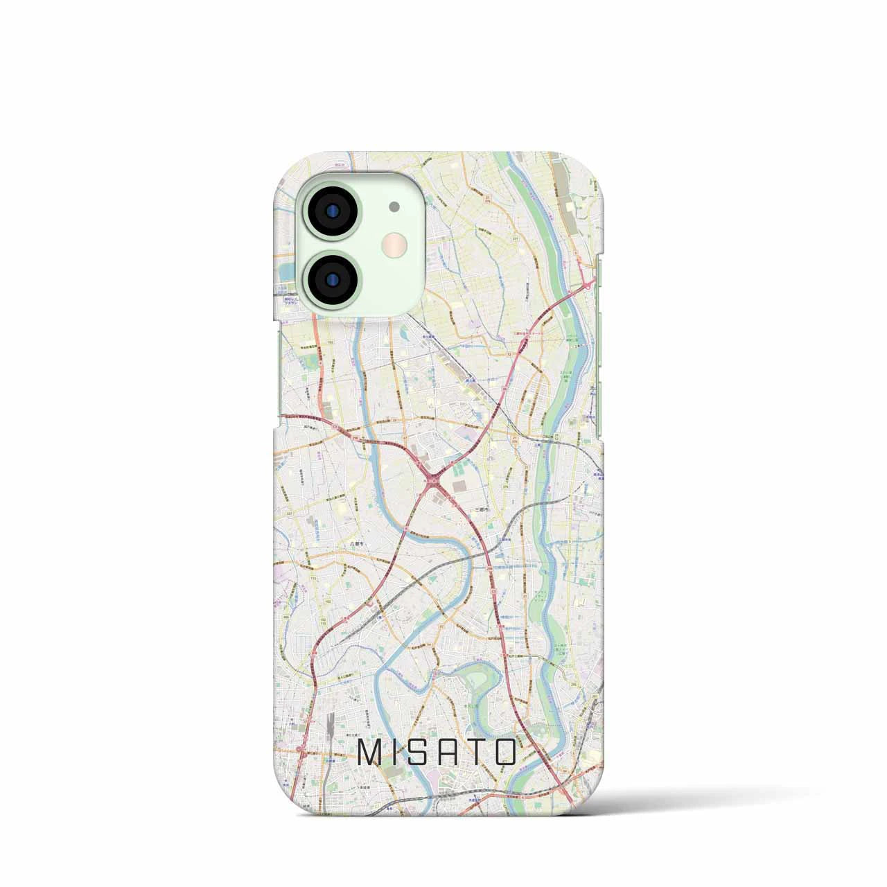 【三郷】地図柄iPhoneケース（バックカバータイプ・ナチュラル）iPhone 12 mini 用