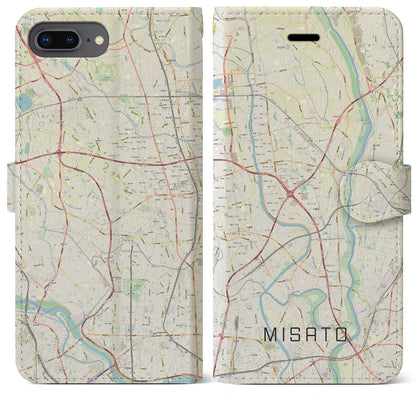 【三郷（埼玉県）】地図柄iPhoneケース（手帳タイプ）ナチュラル・iPhone 8Plus /7Plus / 6sPlus / 6Plus 用