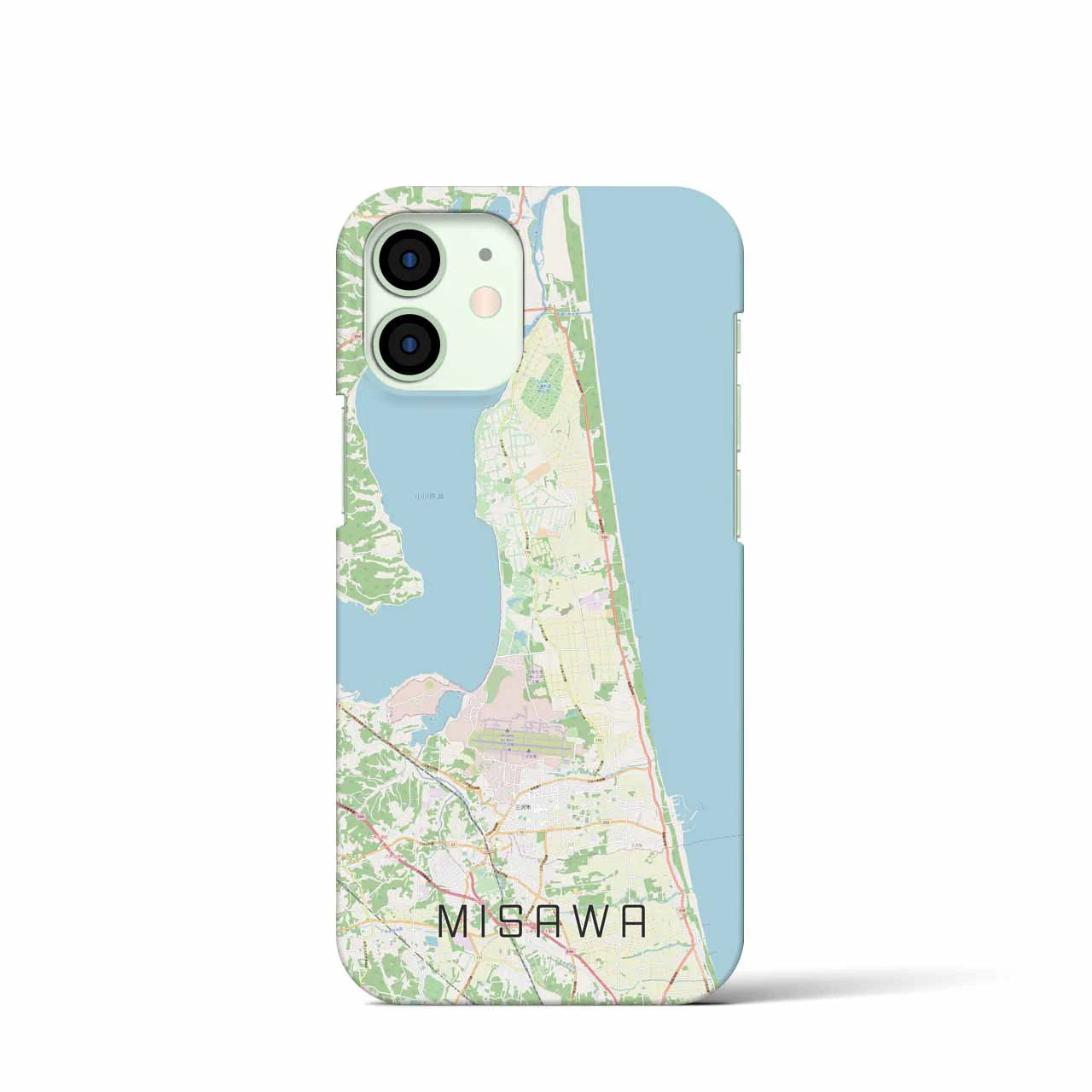 【三沢】地図柄iPhoneケース（バックカバータイプ・ナチュラル）iPhone 12 mini 用