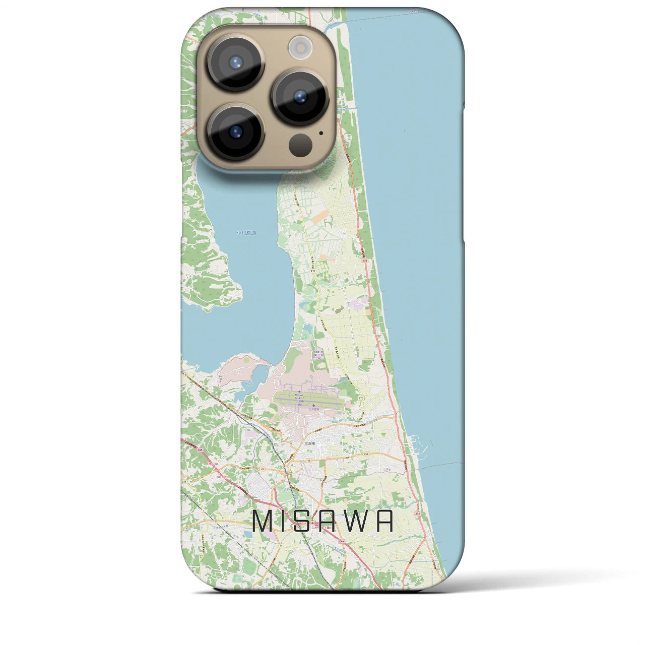 【三沢】地図柄iPhoneケース（バックカバータイプ・ナチュラル）iPhone 14 Pro Max 用