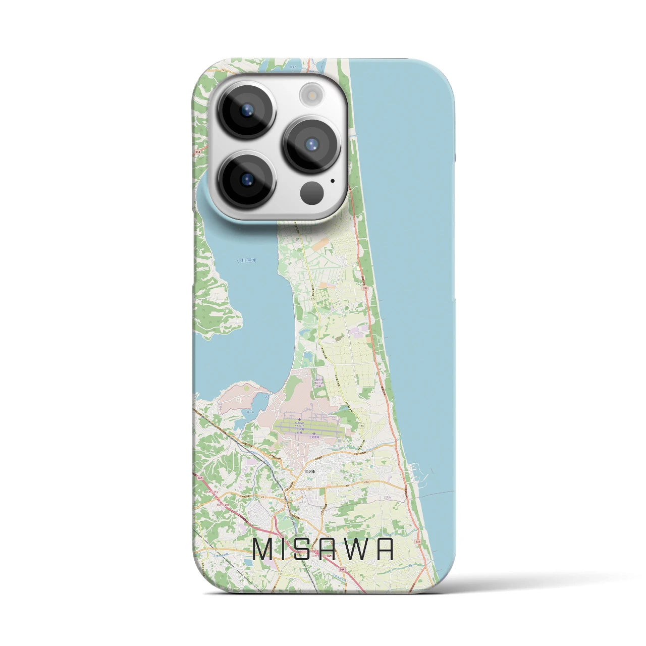 【三沢】地図柄iPhoneケース（バックカバータイプ・ナチュラル）iPhone 14 Pro 用