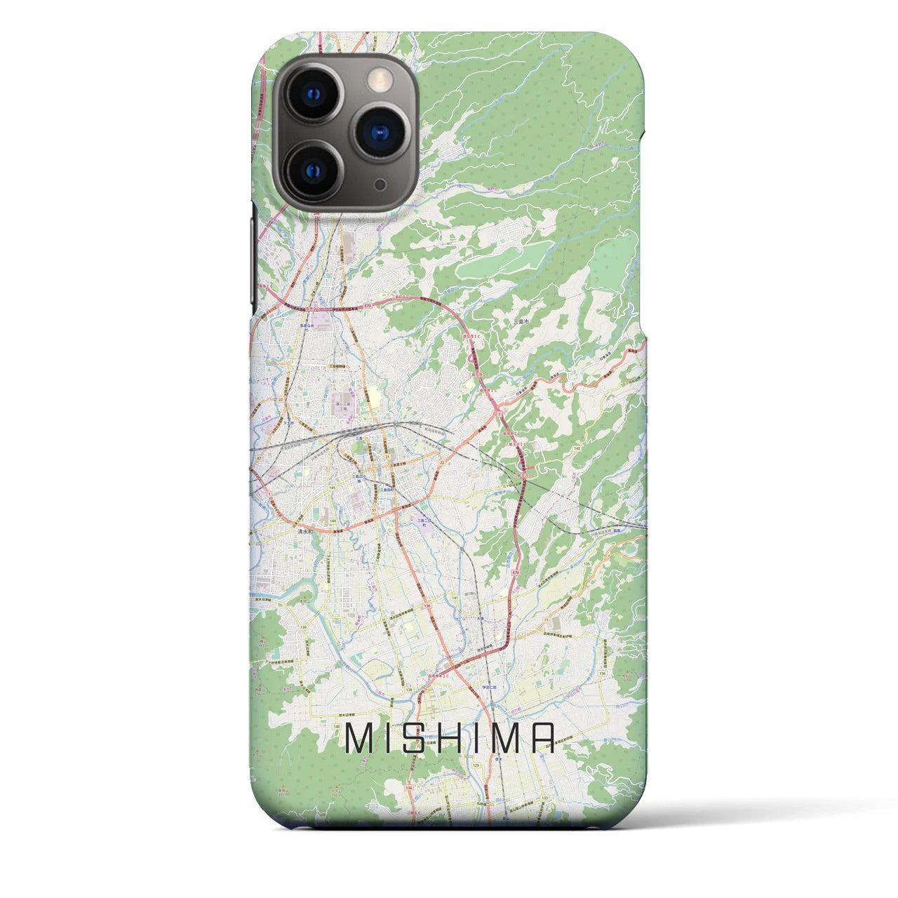 【三島】地図柄iPhoneケース（バックカバータイプ・ナチュラル）iPhone 11 Pro Max 用