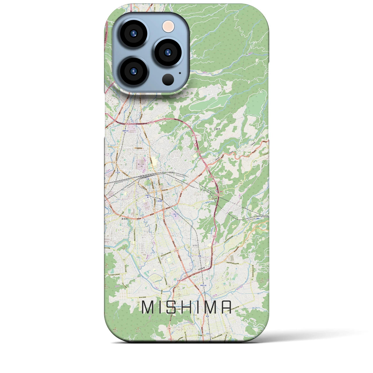 【三島】地図柄iPhoneケース（バックカバータイプ・ナチュラル）iPhone 13 Pro Max 用