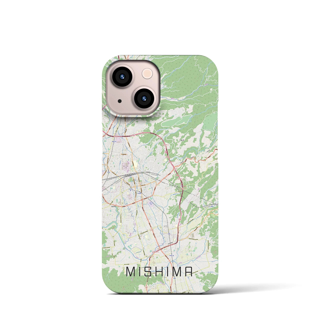 【三島】地図柄iPhoneケース（バックカバータイプ・ナチュラル）iPhone 13 mini 用