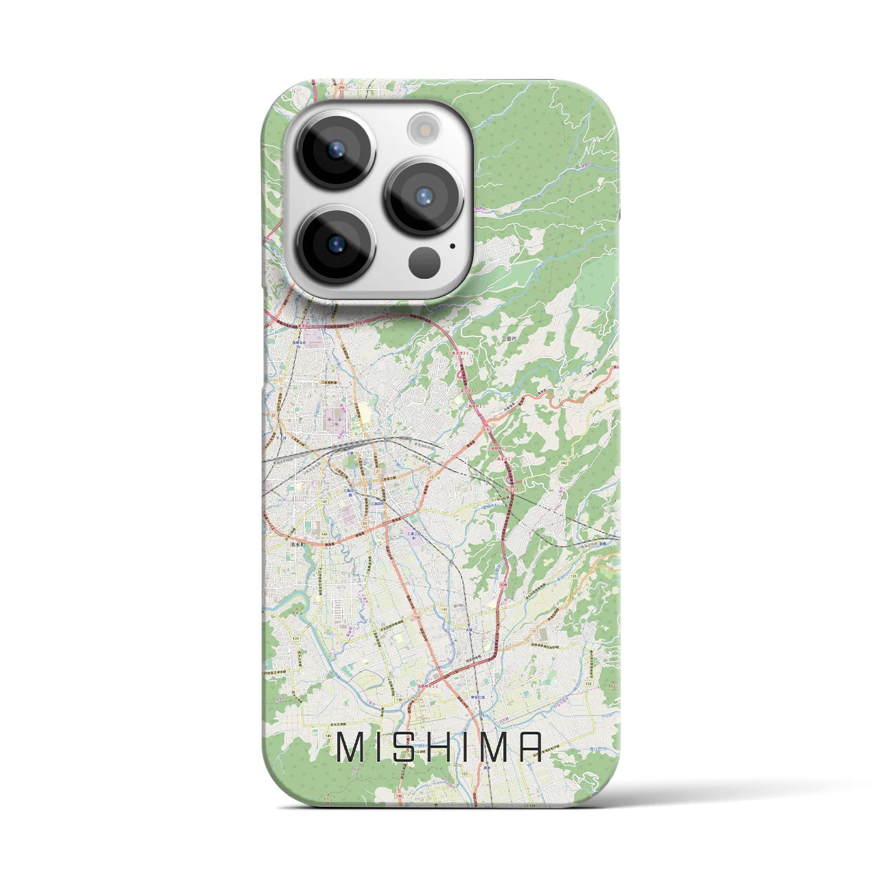 【三島】地図柄iPhoneケース（バックカバータイプ・ナチュラル）iPhone 14 Pro 用