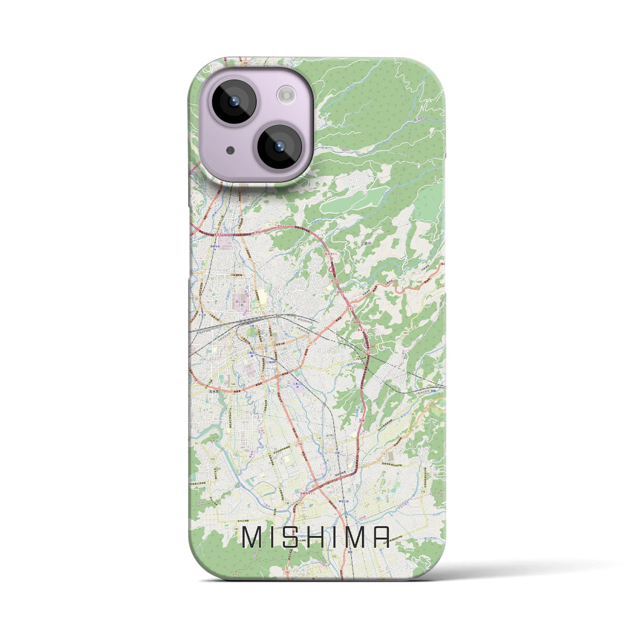 【三島】地図柄iPhoneケース（バックカバータイプ・ナチュラル）iPhone 14 用