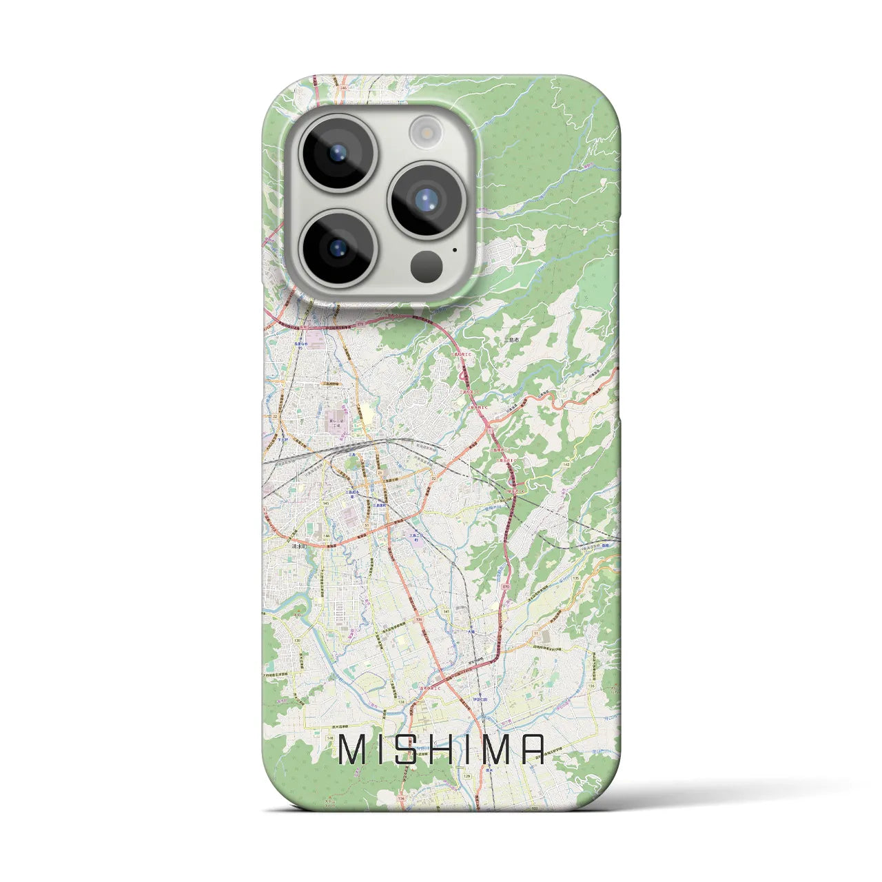 【三島】地図柄iPhoneケース（バックカバータイプ・ナチュラル）iPhone 15 Pro 用