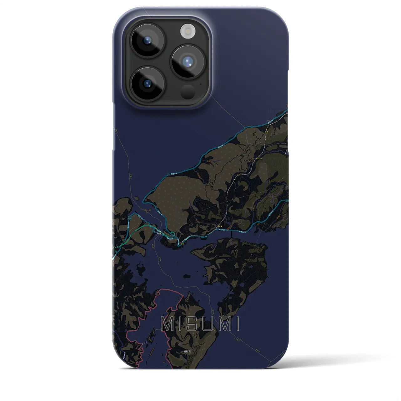 【三角】地図柄iPhoneケース（バックカバータイプ・ブラック）iPhone 15 Pro Max 用